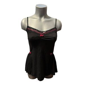 Brand new Betsey Johnson, black with pink bow camisole small